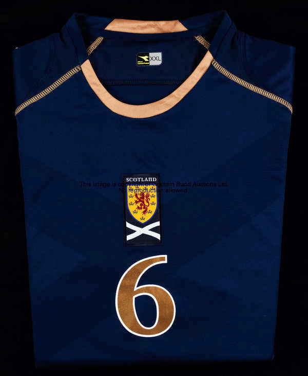 Nigel Quashie: a signed blue Scotland No.6 international jersey, short-sleeved, UEFA Euro 2008, sign...