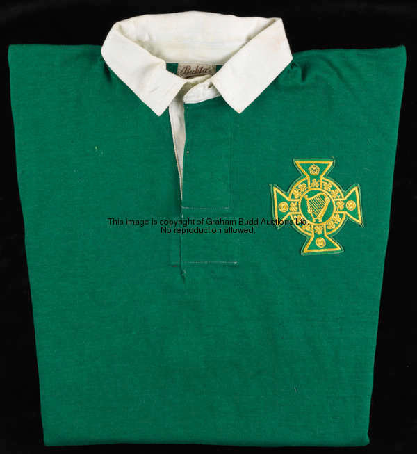 Danny Blanchflower:  a match-worn green Northern Ireland No.4 shirt from the 1950-51 Home Internatio...