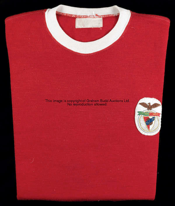 Eusebio: a red Benfica No.9 jersey worn in the European Cup quarter-final (1st leg) v Manchester Uni...