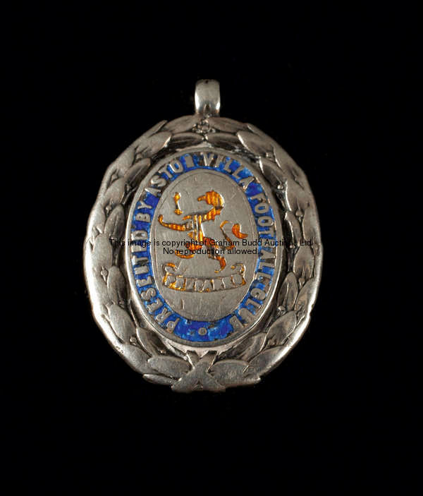 A silver & enamel Aston Villa Schools' Charity Cup winner's medal season 1913-14, the obverse with t...