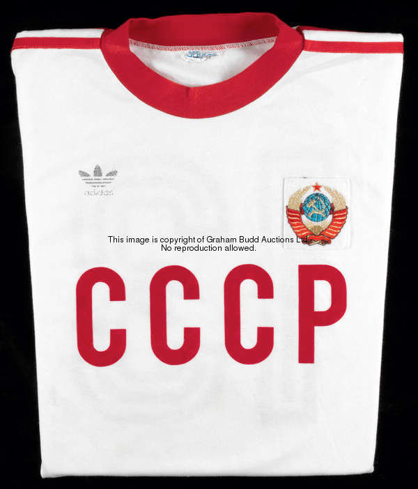 A white Soviet Union No.13 substitute's away jersey 1980s, long-sleeved 