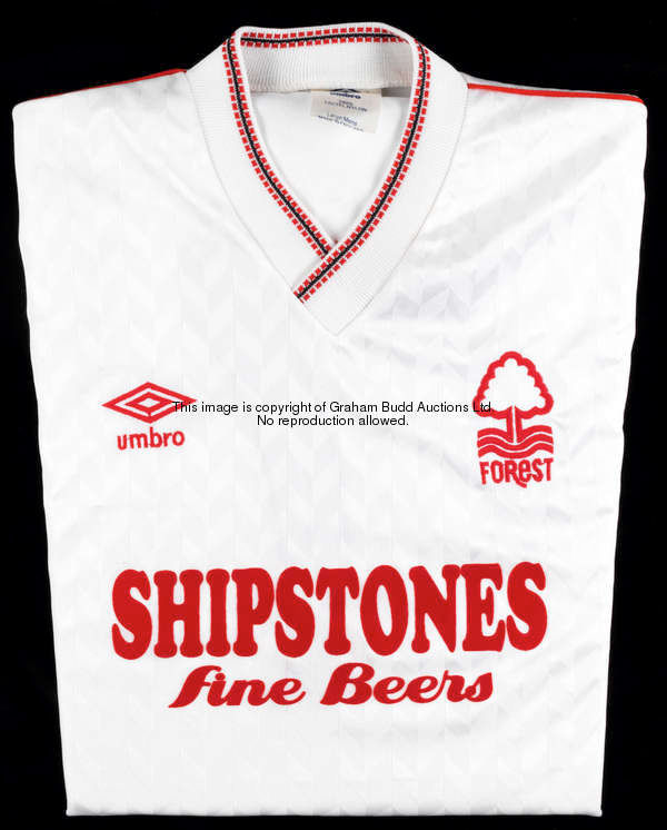 Franz Carr: a white Nottingham Forest No.7 away season 1987-88, long-sleeved