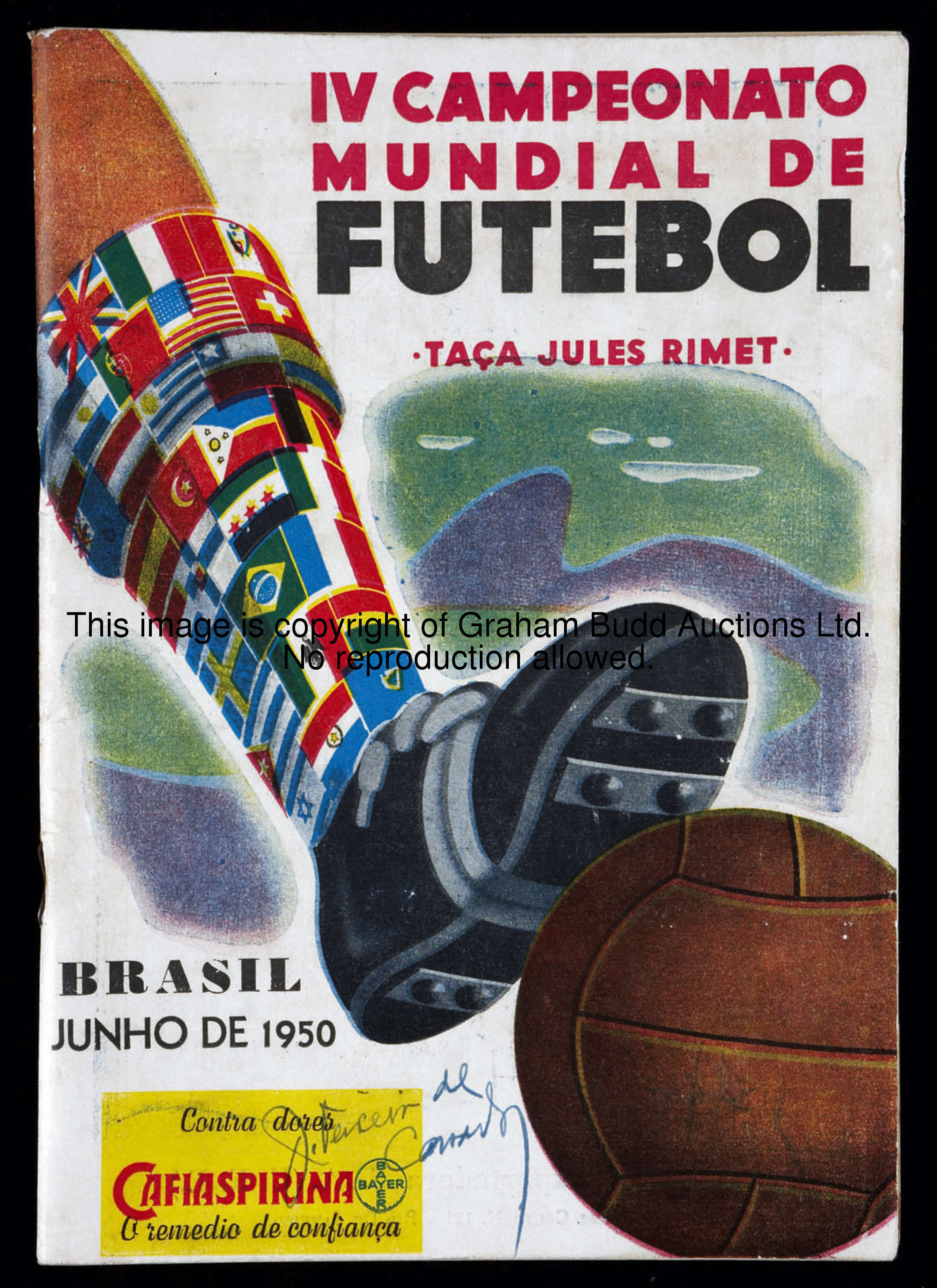 A programme for the opening match of the 1950 World Cup tournament Brazil v Mexico played at the Mar...