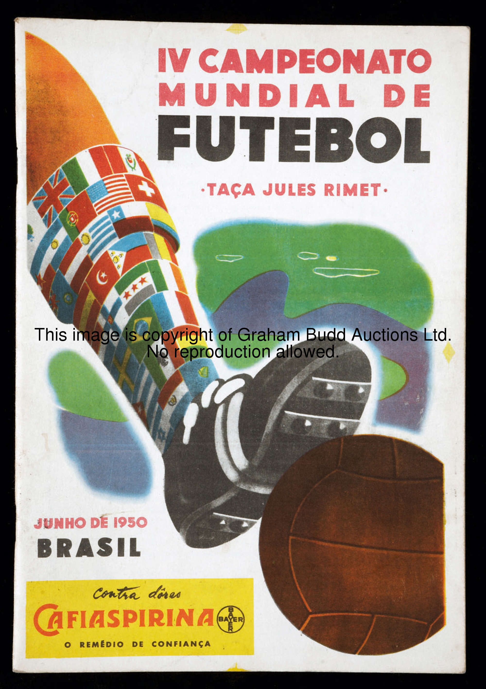 A programme for the 1950 World Cup finals match Spain v Uruguay played in Sao Paulo 9th July  Proven...