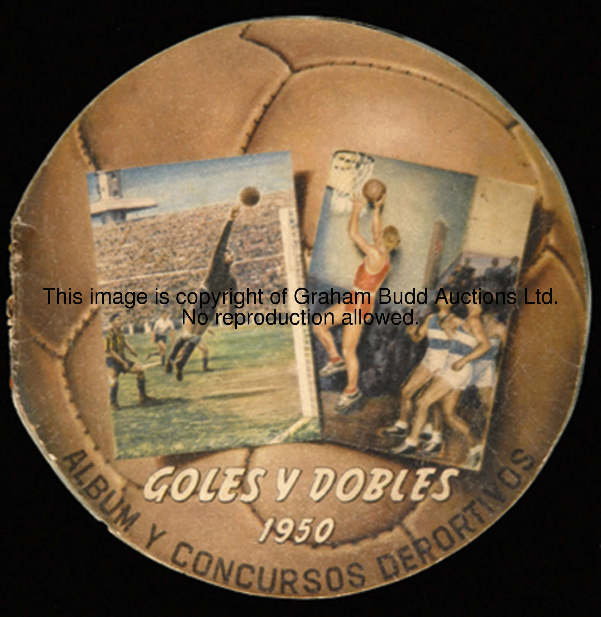 A Brazilian 1950 souvenir sporting sticker album titled Goles y Dobles, mainly football content incl...
