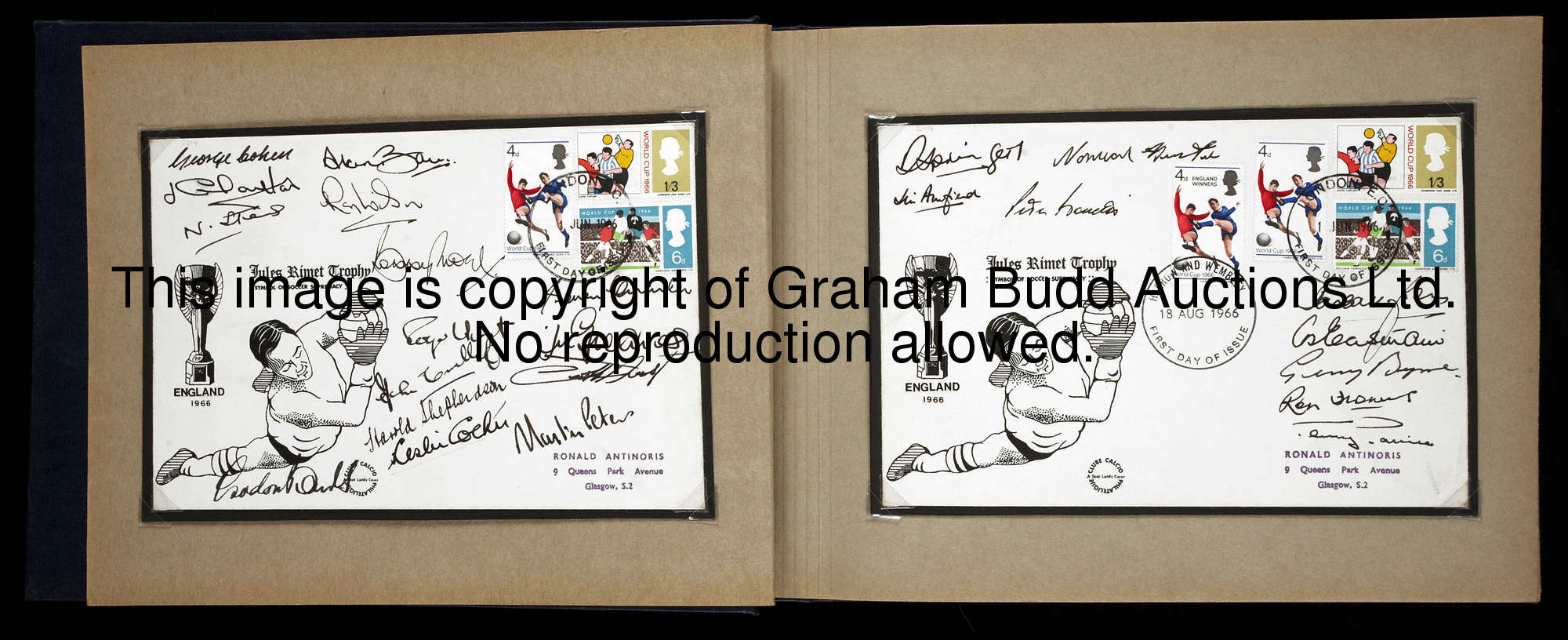 An exceptional collection of 1966 World Cup autographs: in the form of an album of first day covers ...