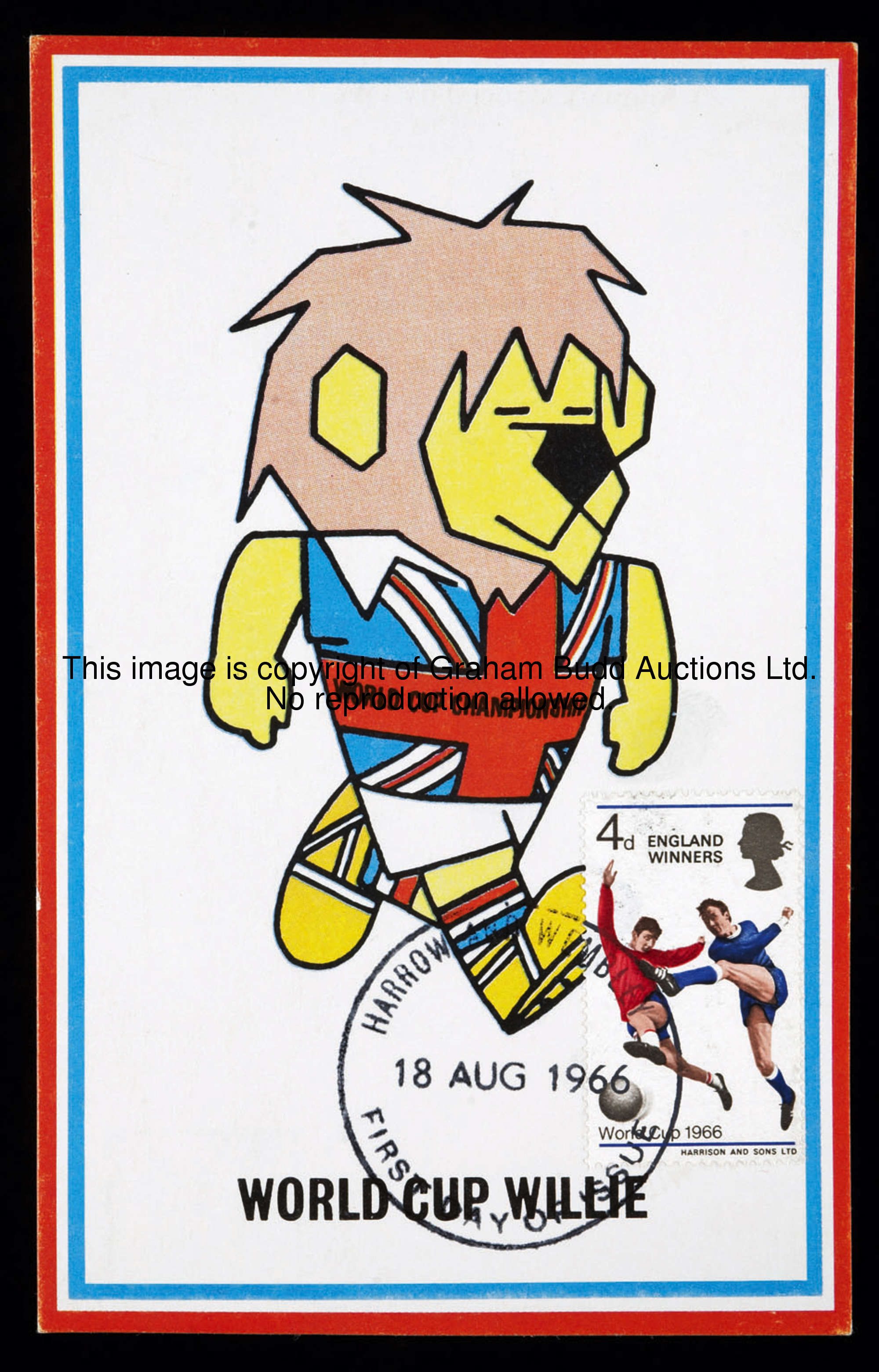 24 1966 World Cup Willie postcards, all with England Winners postage