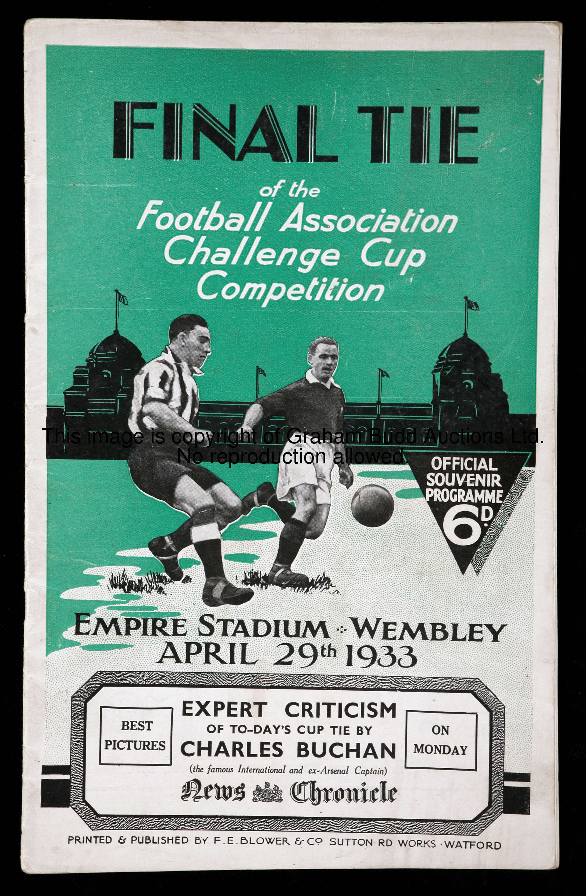 F.A. Cup final programme Everton v Manchester City 19th April 1933, in very good condition