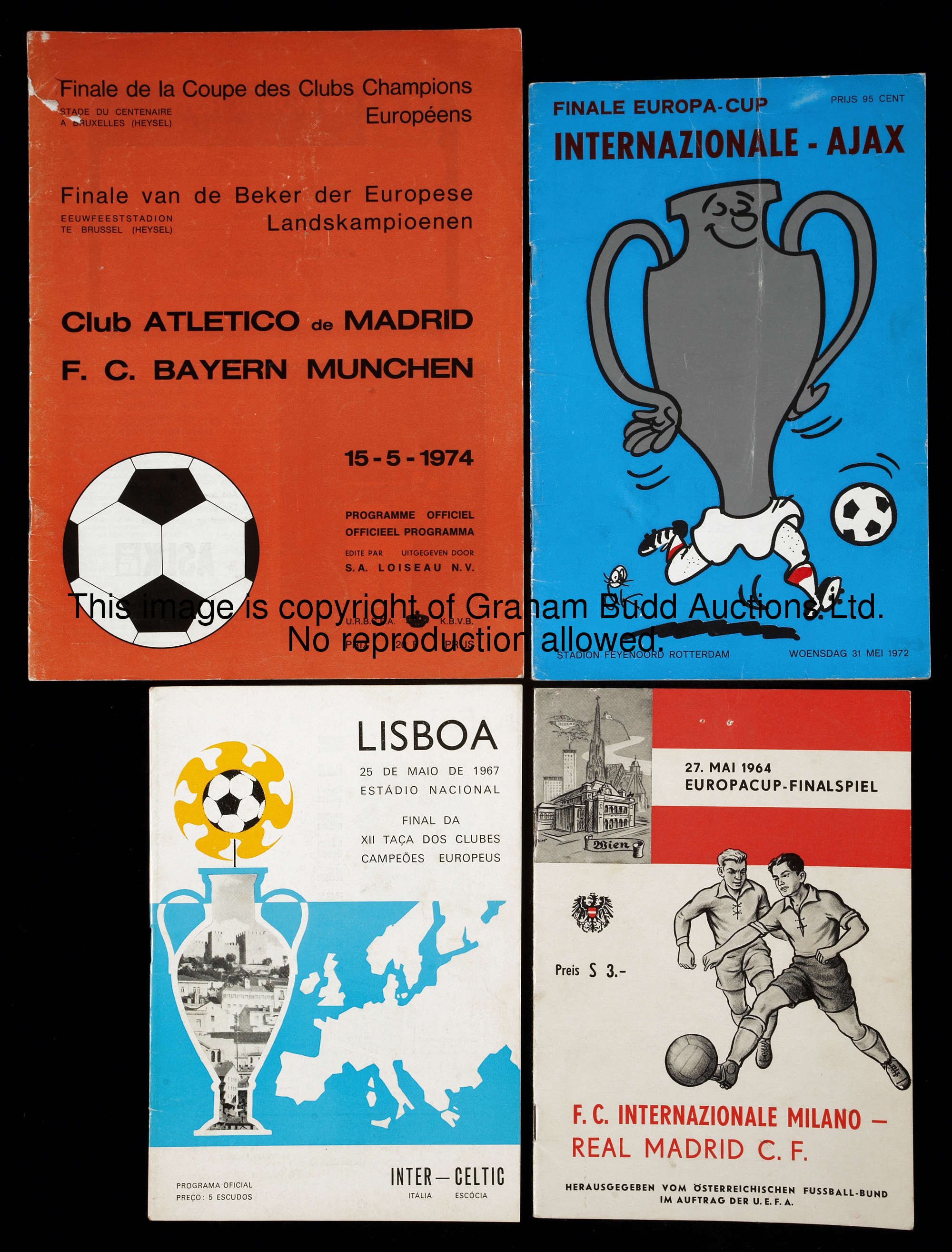 A collection of 30 European Cup final programmes, for 1959 to 1962, 1964, 1966 to 1969, then an unbr...