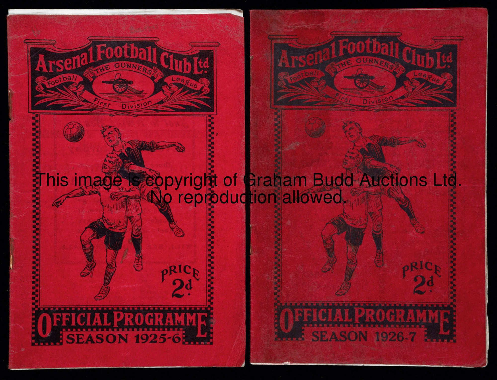 Two pre-war Arsenal home programmes, v Bolton Wanderers 10.10.25 & v Burnley 26.2.27