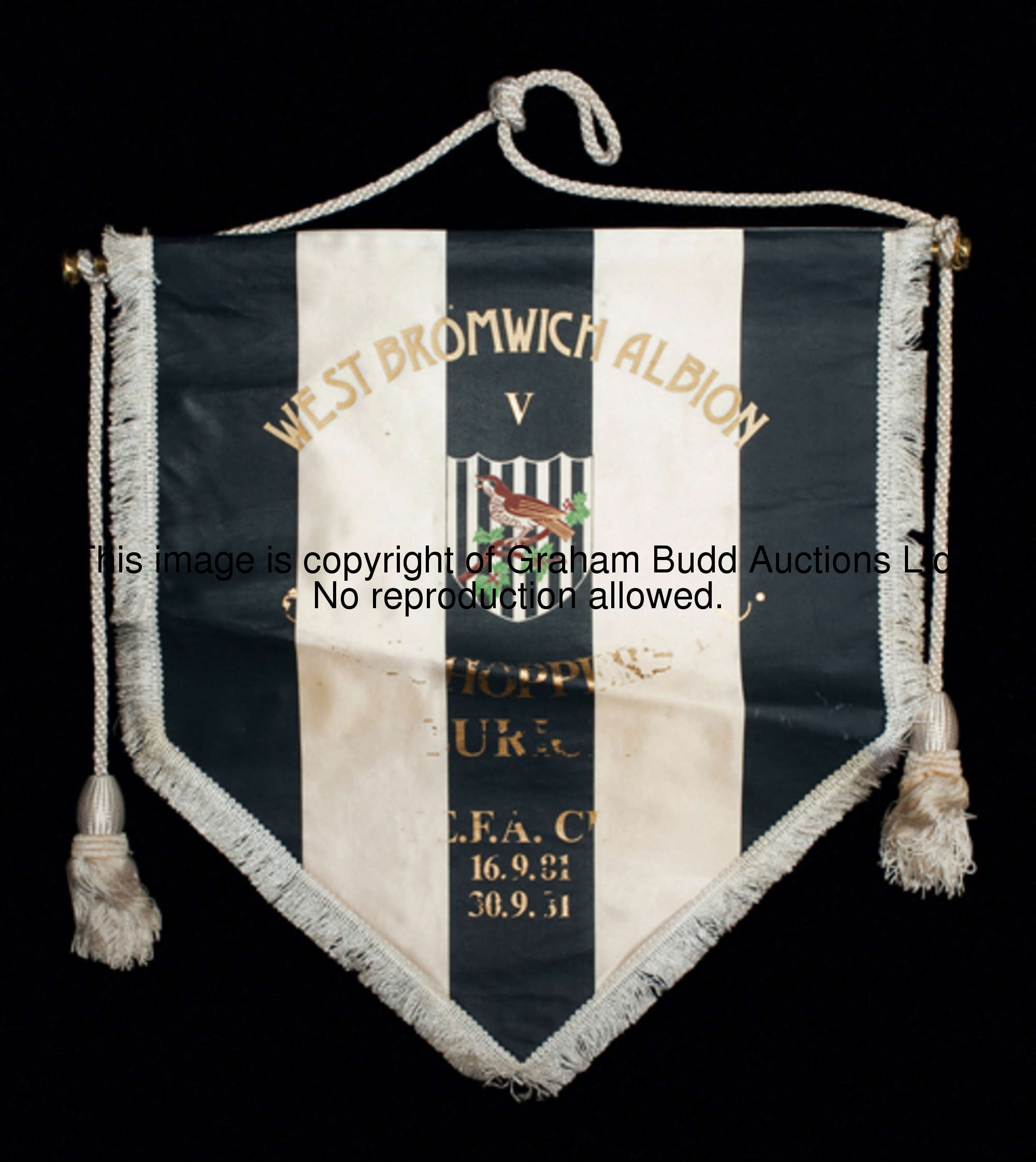 An official pennant for the West Bromwich Albion v Grasshopper Zurich UEFA Cup tie 16th September & ...