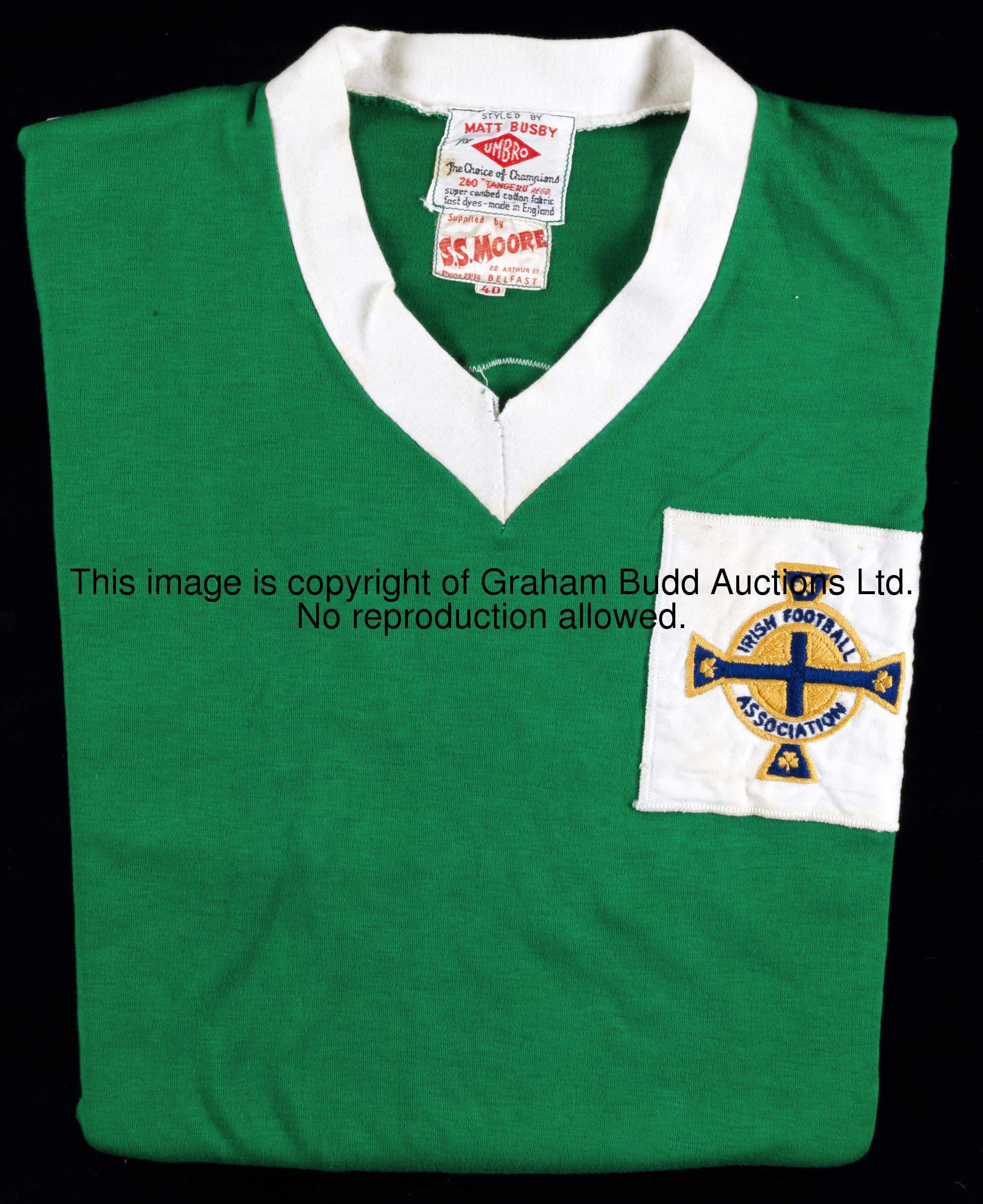 Sammy McMillan: the green Northern Ireland No.8 jersey worn in the match v Scotland at Hampden Park ...