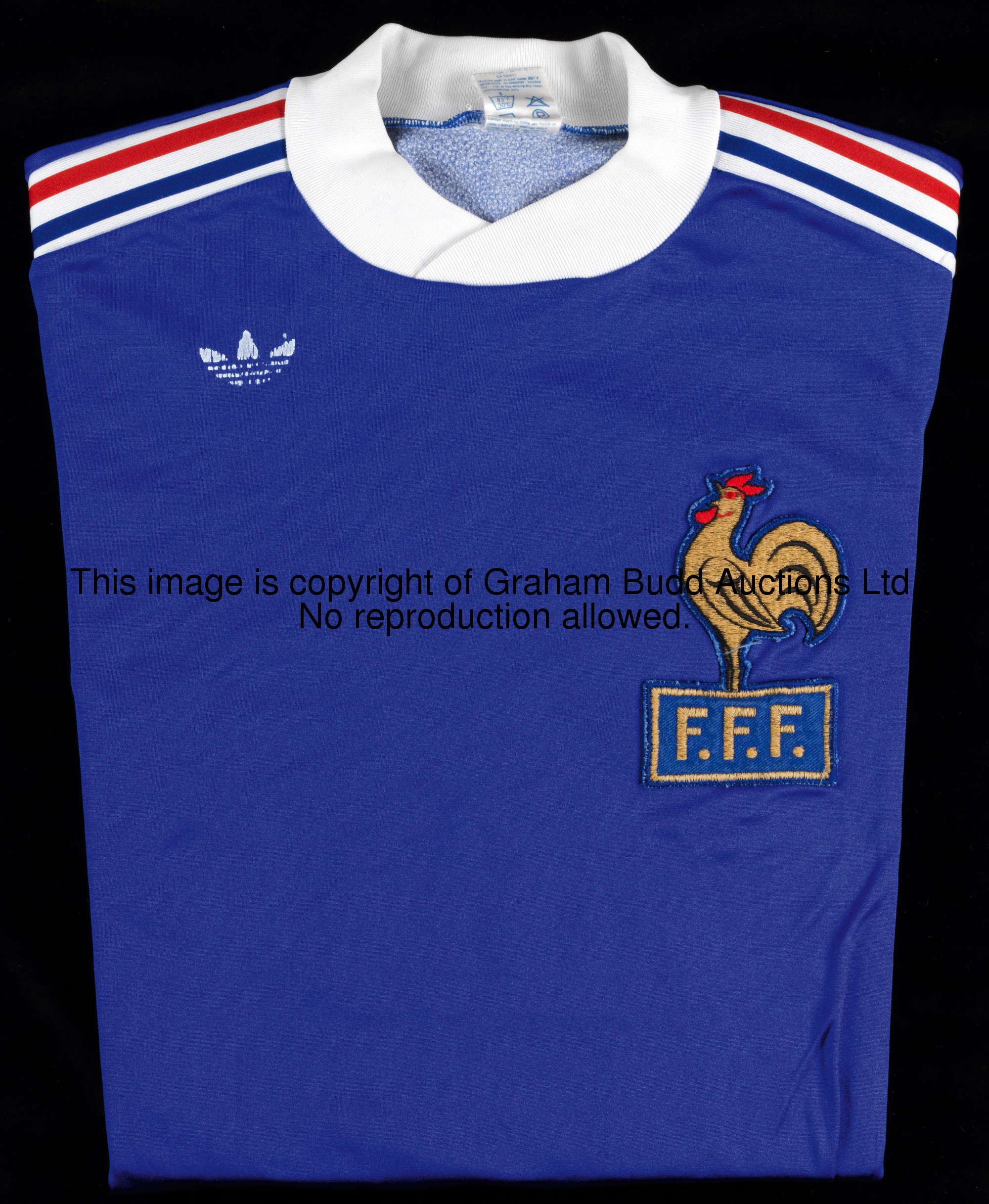 Jean Tigana: a blue France No.2 international jersey circa 1981, long-sleeved