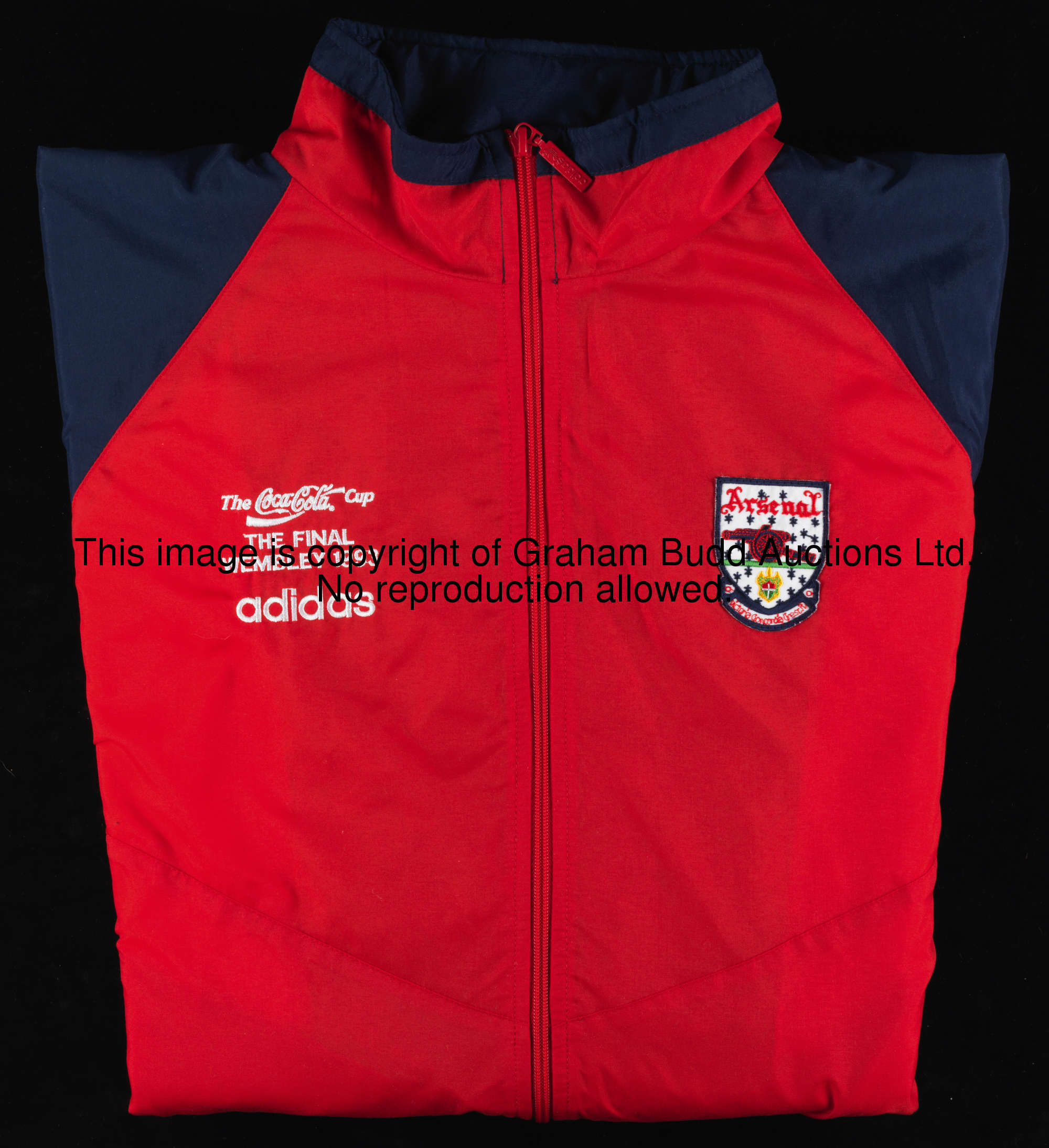 George Graham's Arsenal 1993 League Cup (Coca Cola) final track suit top, worn during the final trai...