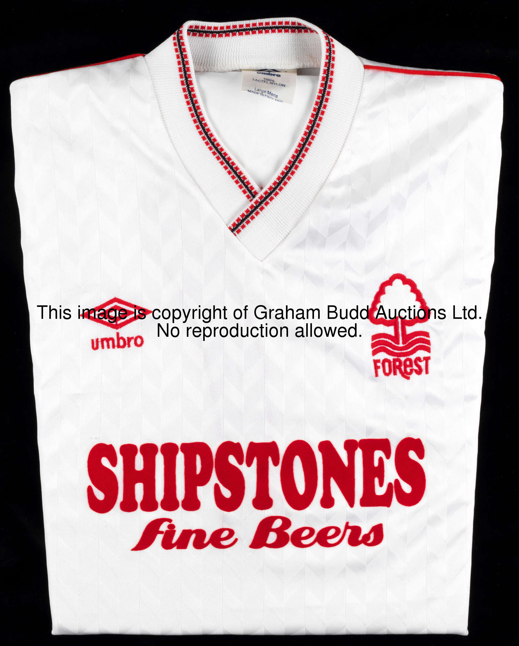 Franz Carr: a white Nottingham Forest No.7 away season 1987-88, long-sleeved