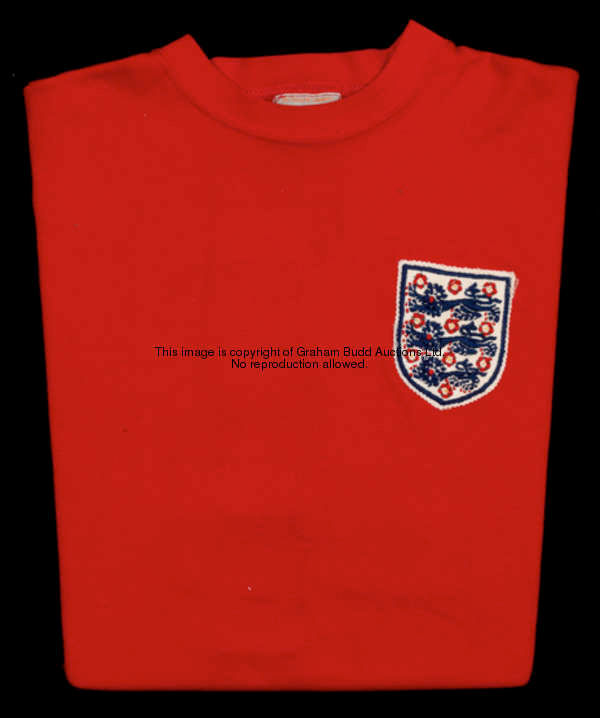Nobby Stiles's match-worn red England No.4 jersey from the 1966 World Cup final, long-sleeved, crew-...