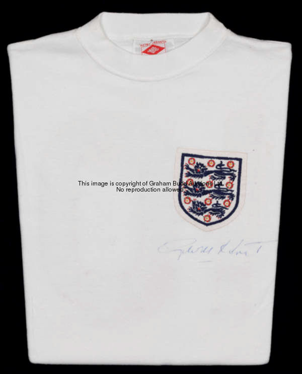 Geoff Hurst: a signed white England No.10 jersey circa season 1969-70, signed by Geoff Hurst beneath...