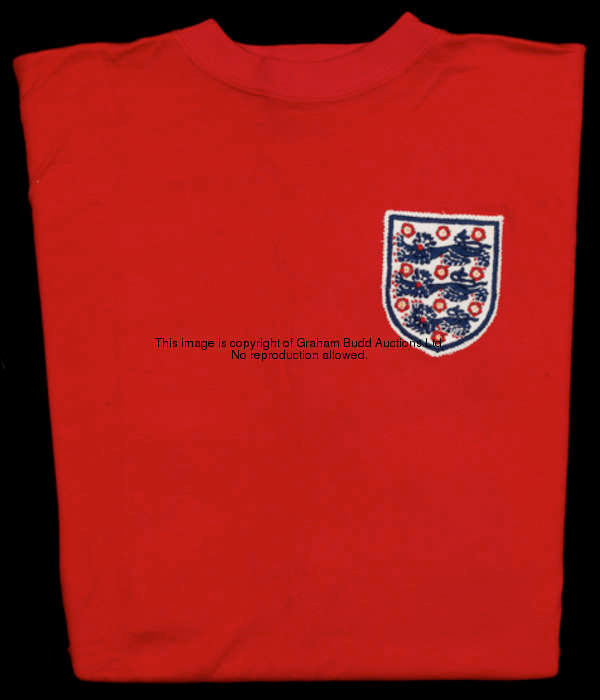 Roger Hunt's spare red England No.21 jersey from the 1966 World Cup final, signed by Roger Hunt to t...