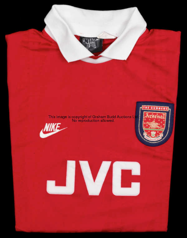 Nigel Winterburn: a red & white Arsenal No.3 jersey season 1994-95, long-sleeved, F.A. Premier Leagu...