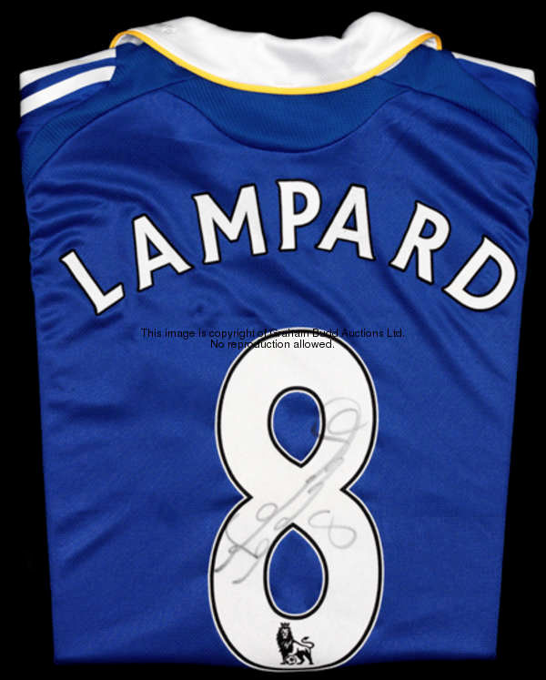 Frank Lampard: a signed blue Chelsea No.8 jersey season 2008-09, signed in black marker pen to the N...