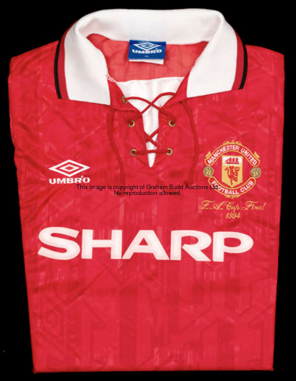 Mark Hughes: a red No.10 Manchester United 1994 F.A. Cup final jersey, unworn long-sleeved issue, F....