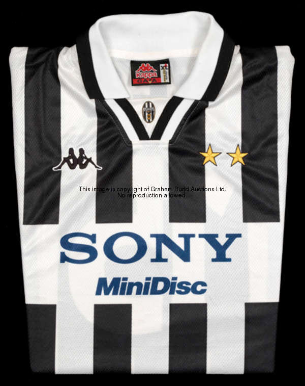 Christian Vieri: a black & white striped Juventus No.15 jersey from the 1996-97 Champions League Gro...