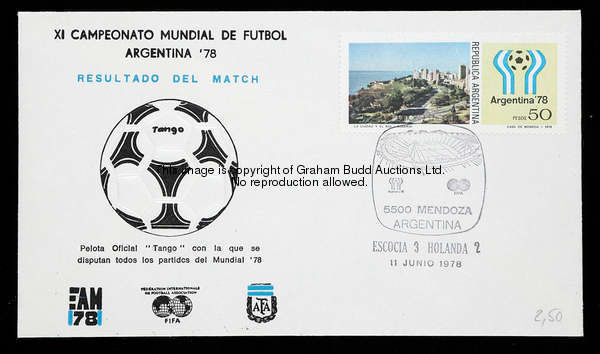 An album containing a full set of 64 First Day Covers issued for the 1978 World Cup in Argentina, ea...