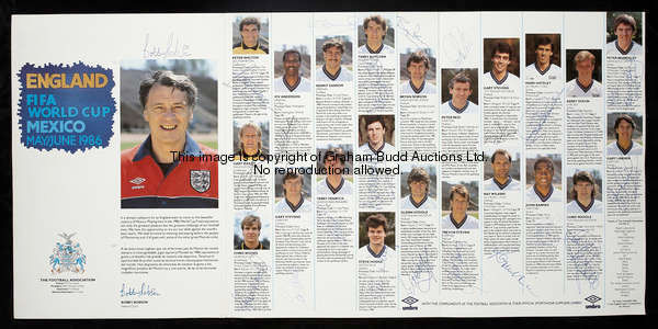 A Football Association 1986 World Cup brochure fully-signed by the England party including the playi...