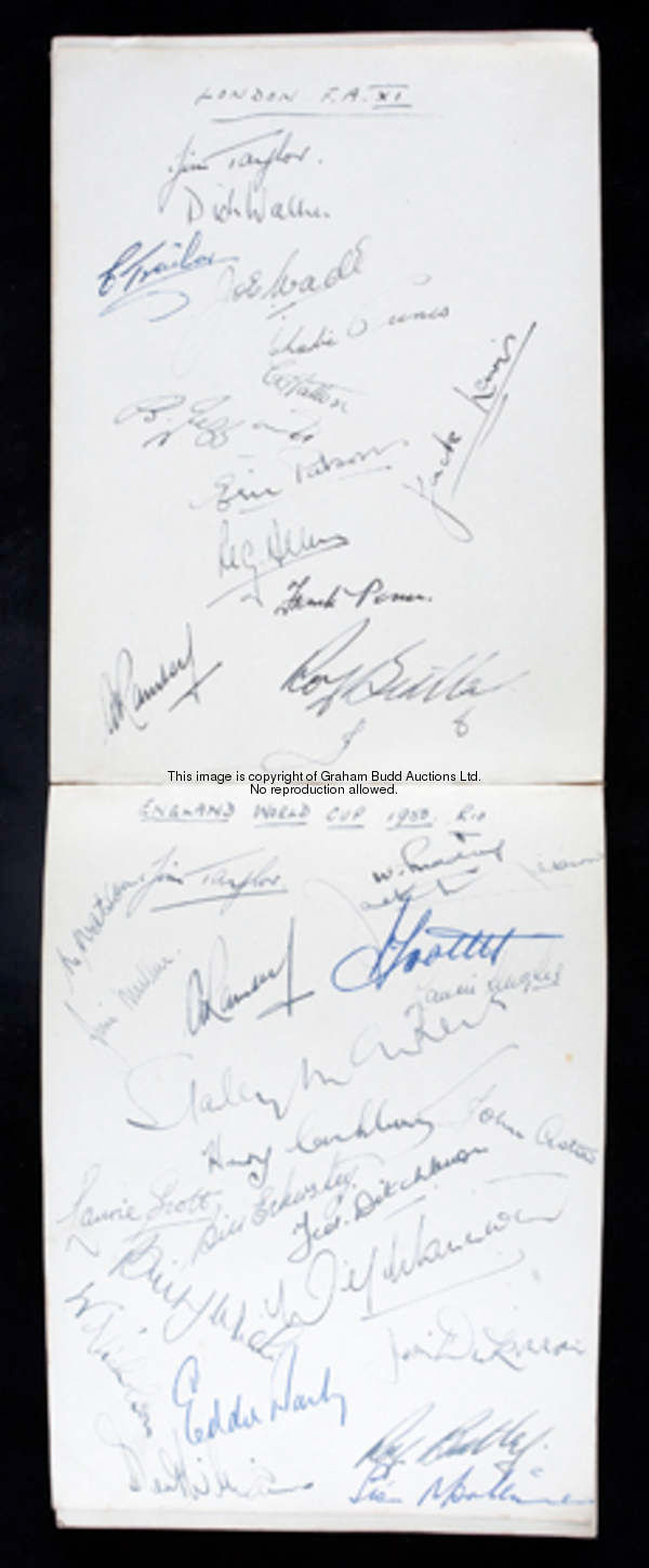 A fine autograph album compiled by Jim Taylor between seasons 1946-47 and 1950-1, containing team-gr...