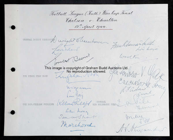 A page from the official Wembley Stadium Distinguished Visitors Book signed on the occasion of the C...