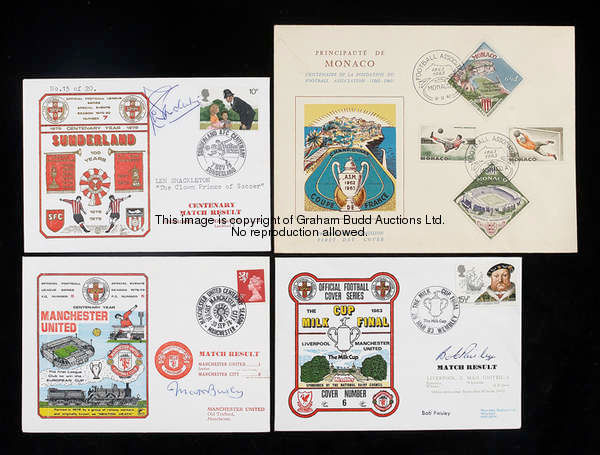 A collection of 42 signed football postal covers, signatures including Pat Jennings, Sammy Nelson, L...