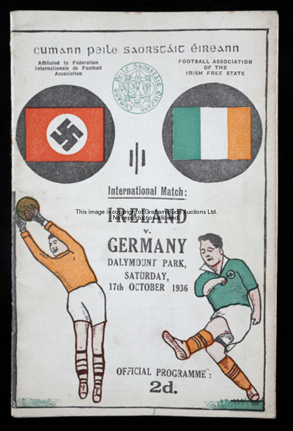 A rare programme for the Republic of Ireland  v Germany international match played at Dalymount Park...
