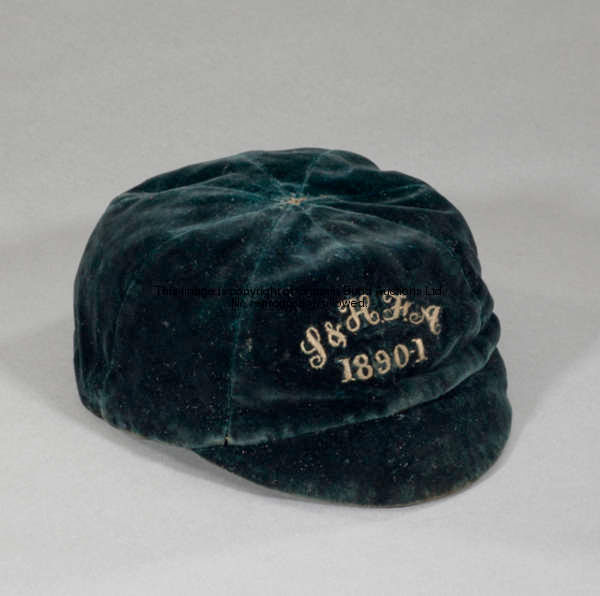 A Sheffield & Hallam Football Association representative cap season 1890-91, inscribed in gold threa...