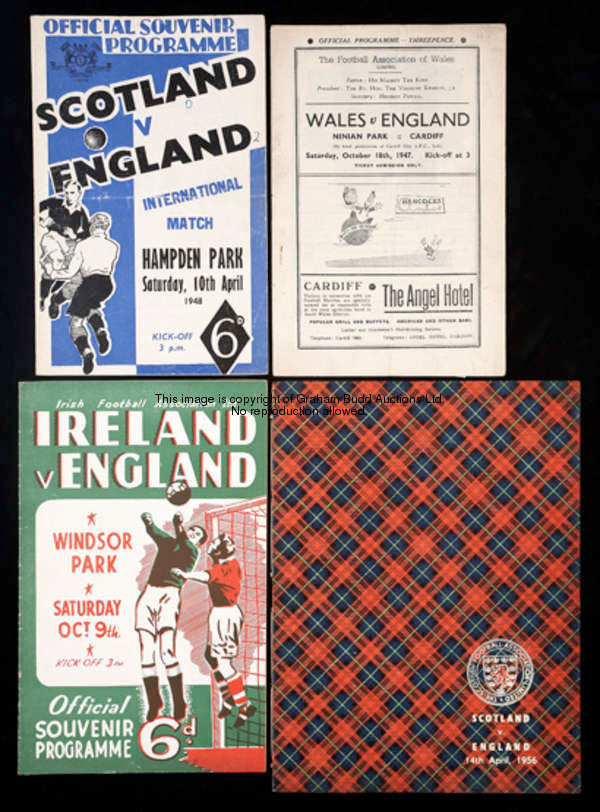 A complete collection of programmes for England away international matches versus Scotland, Wales & ...