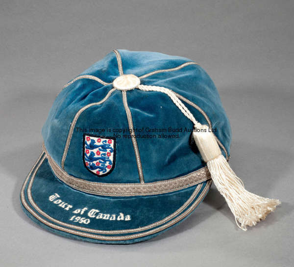 A blue Football Association 1950 Tour of Canada representative cap, inscribed TOUR OF CANADA, 1950  ...