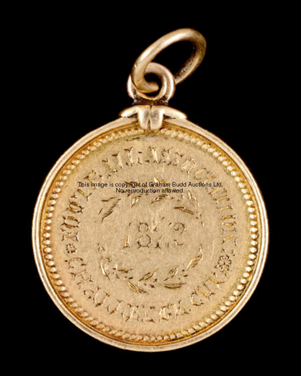 A highly important gold winner's medal from the inaugural Football Association Challenge Cup final o...