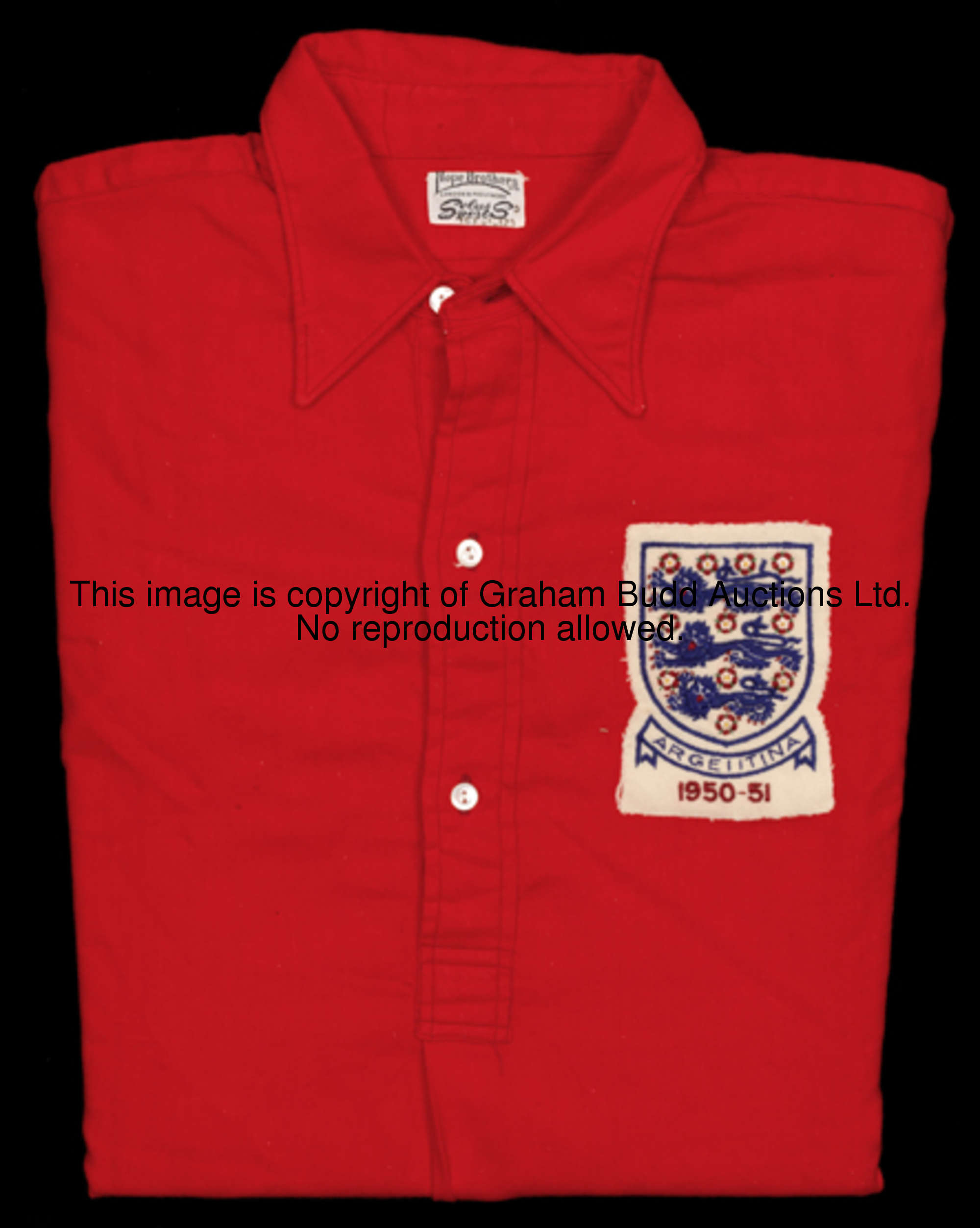 An historic red colour change shirt first used by England in the match v Argentina at Wembley Stadiu...