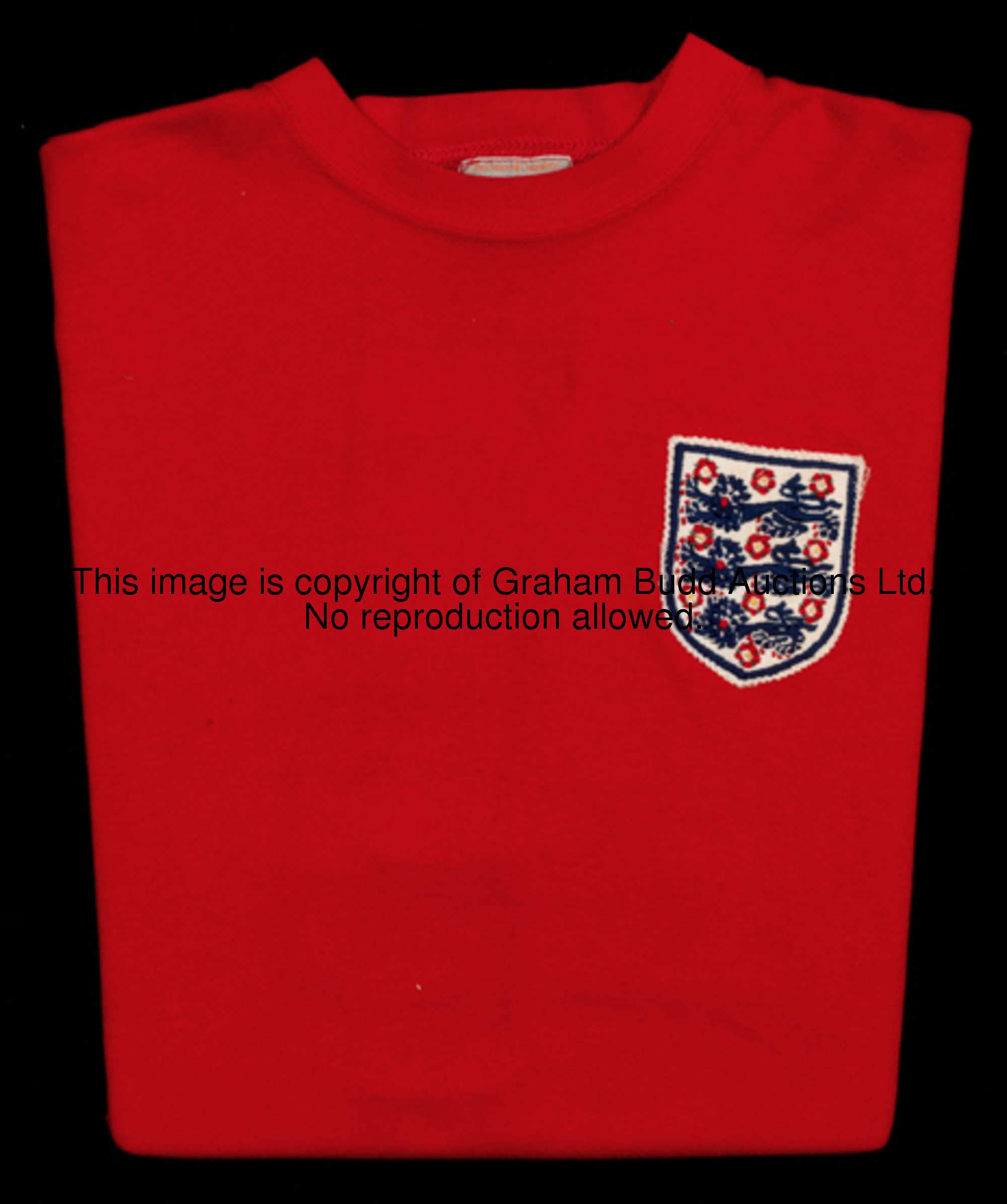 Nobby Stiles's match-worn red England No.4 jersey from the 1966 World Cup final, long-sleeved, crew-...