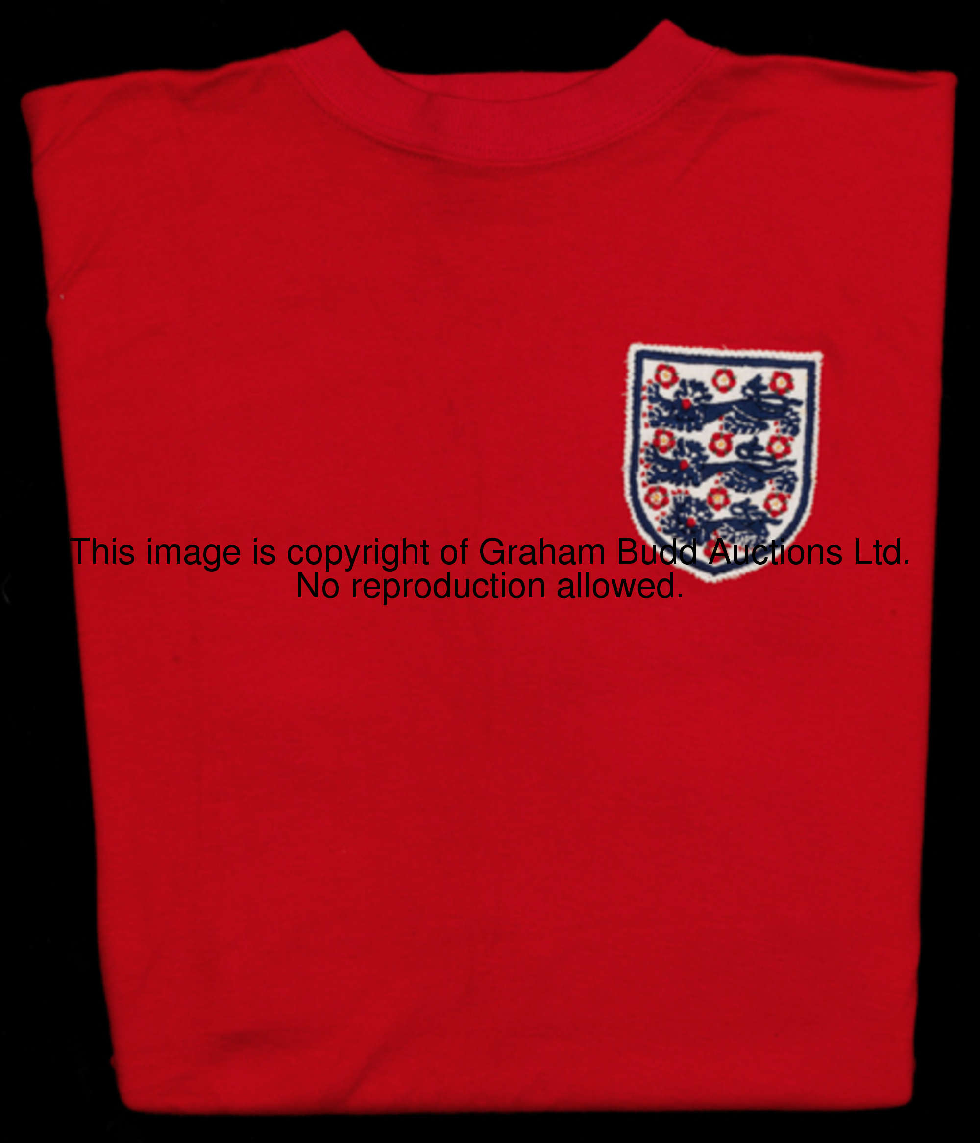 Roger Hunt's spare red England No.21 jersey from the 1966 World Cup final, signed by Roger Hunt to t...