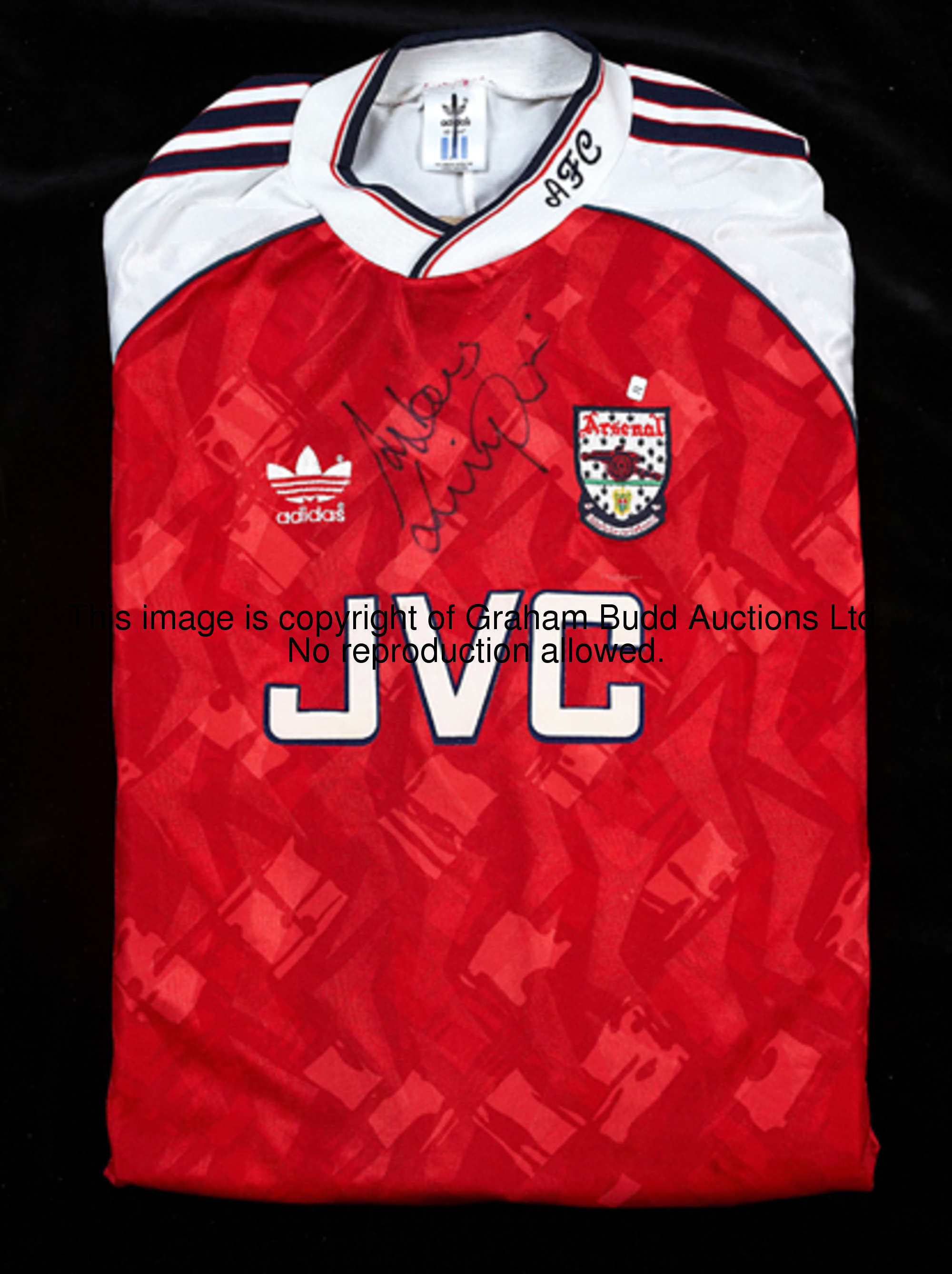 Anders Limpar: a signed red & white Arsenal No.11 match-worn jersey season 1991-92, short-sleeved, F...