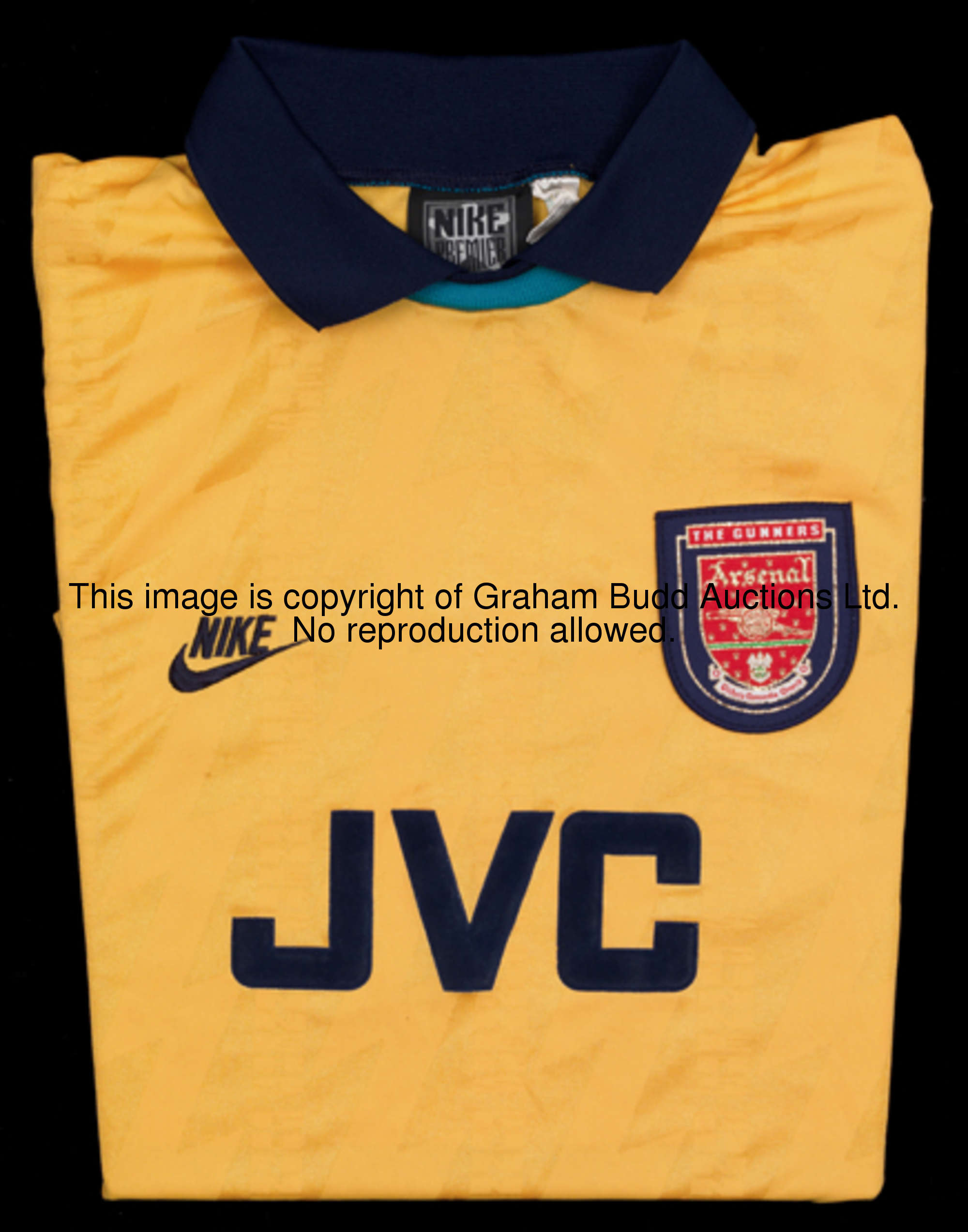 Paul Dickov: a yellow & blue Arsenal No.23 third-choice jersey season 1994-95, short-sleeved, F.A. P...