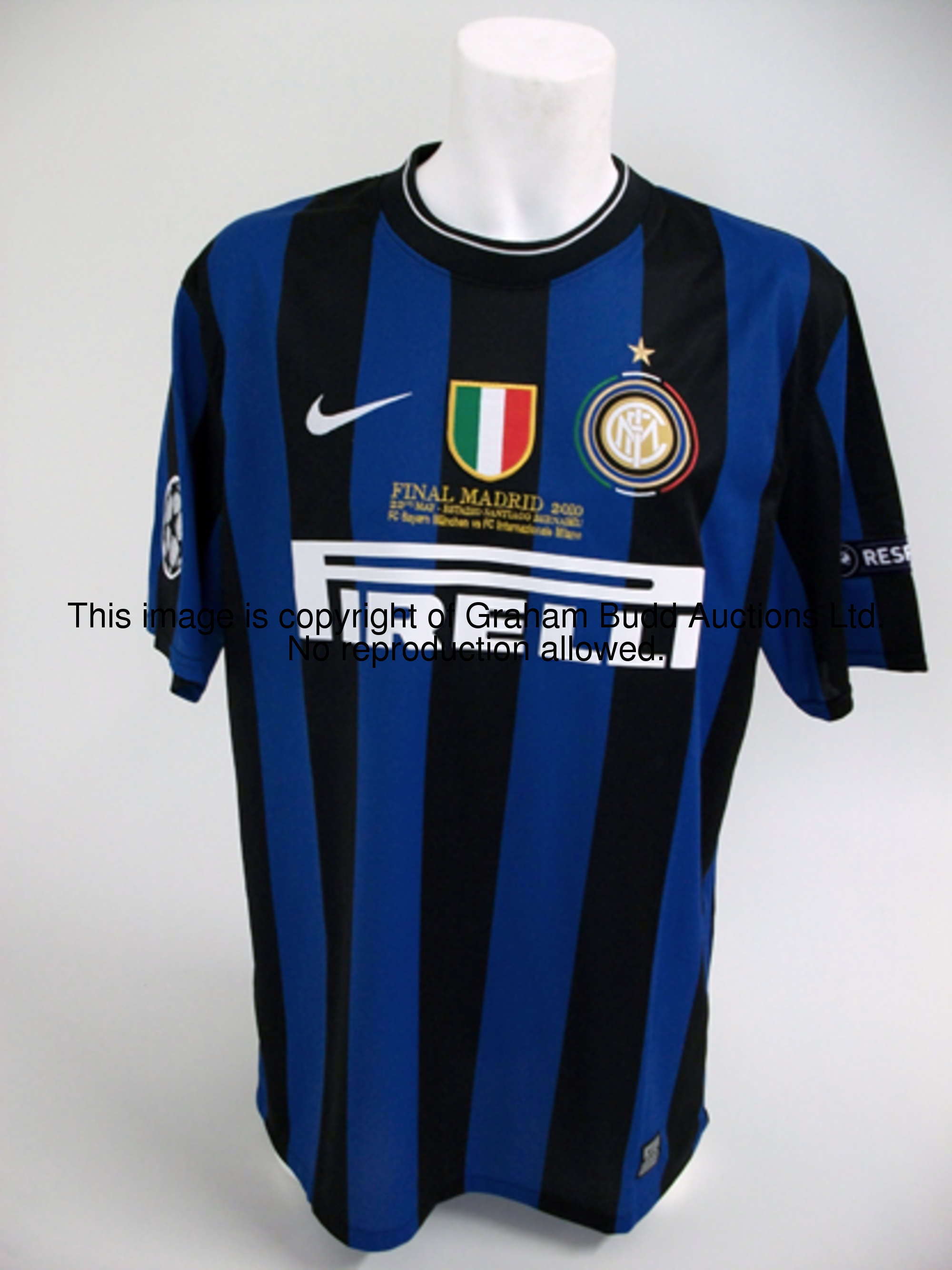 Javier Zanetti: a signed blue & black striped Internazionale 2010 Champions League Final No.4 jersey...