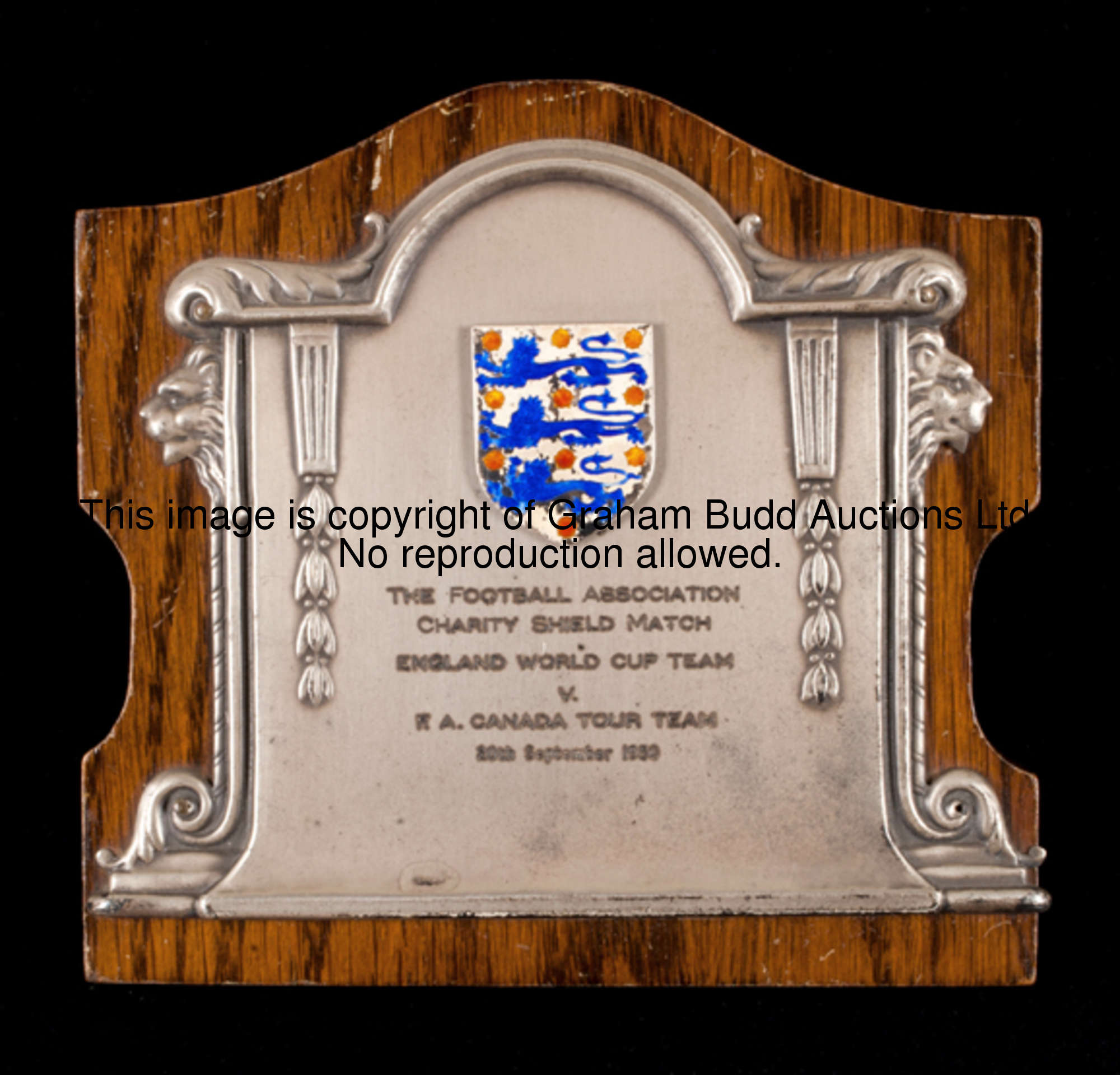 Jim Taylor's electroplate & enamel plaque for the Football Association Charity Shield played at Stam...