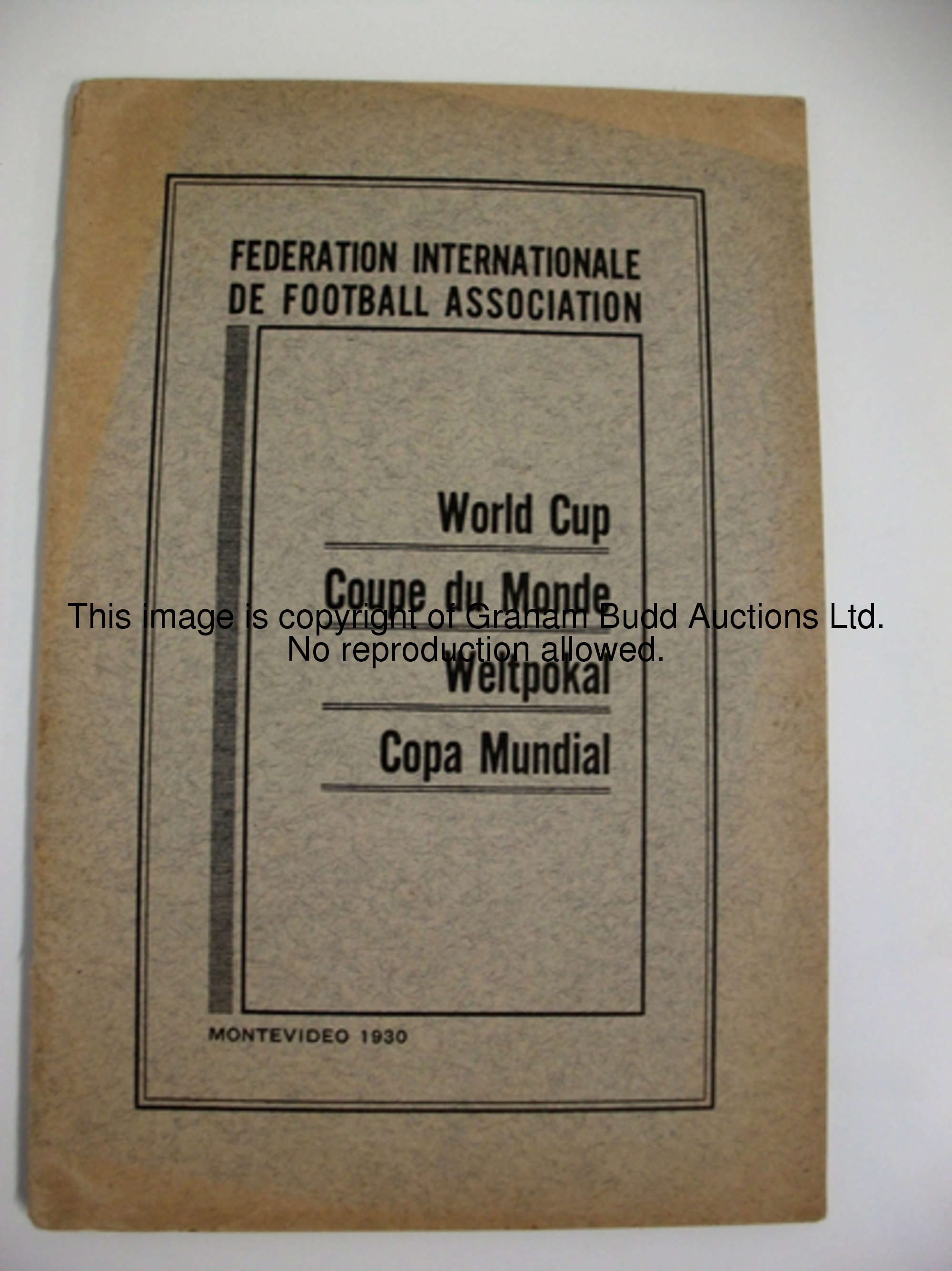 Official FIFA handbook for the 1930 World Cup, in English, French, German and Spanish, printed with ...