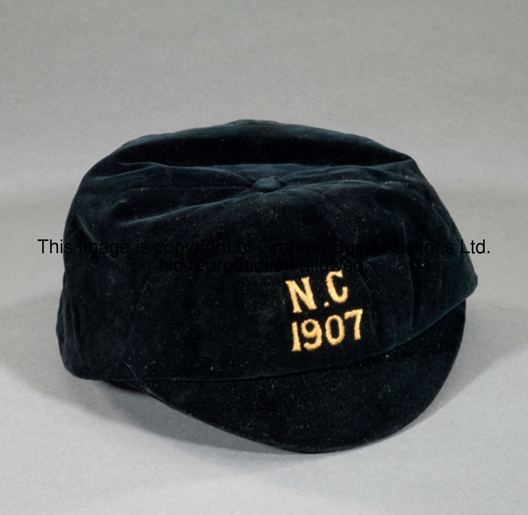 A 1907 Northern Counties representative cap awarded to Sheffield United's Arthur Brown, in black vel...