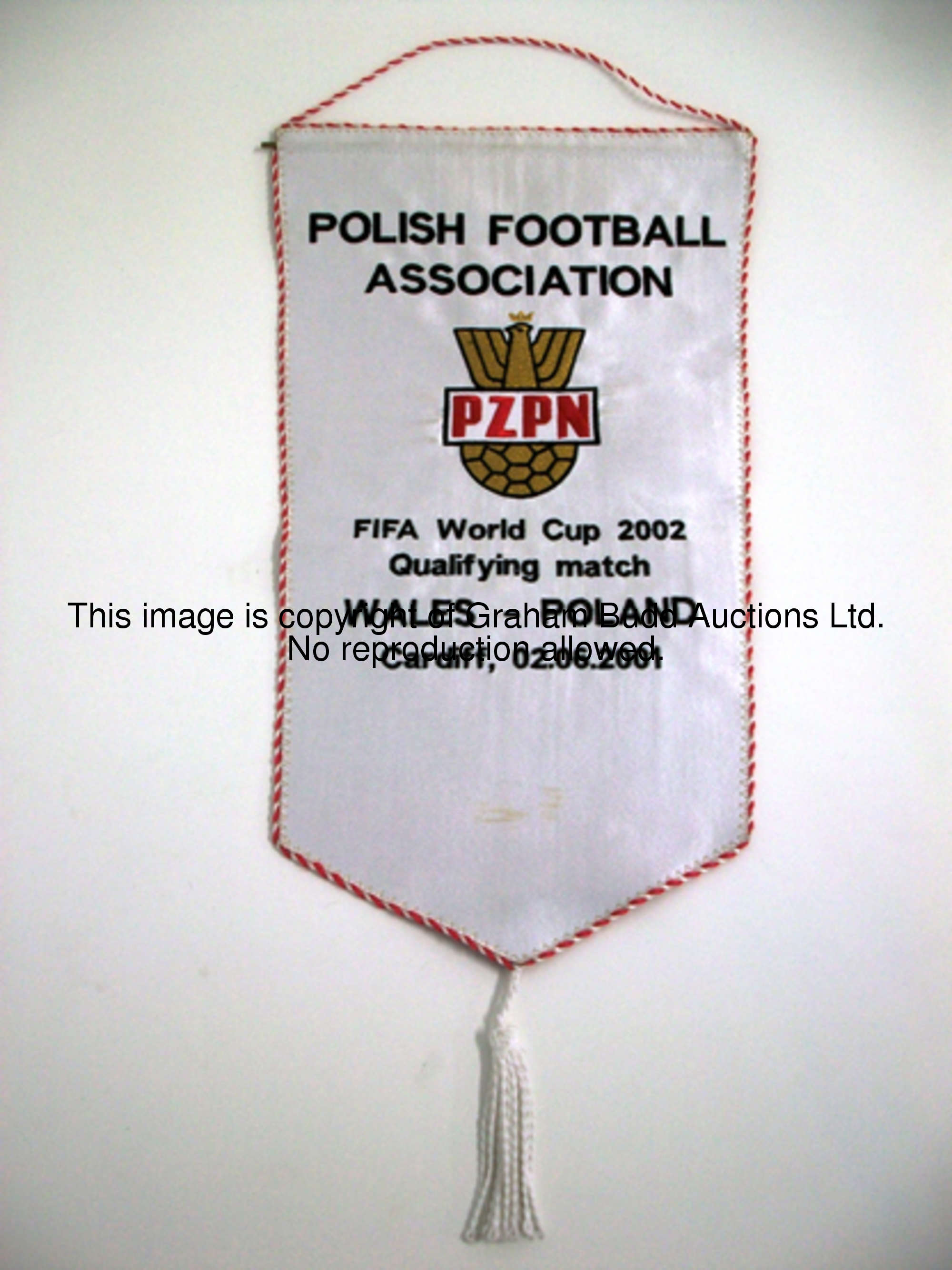 An official Polish F.A. pennant for their World Cup qualifying match v Wales at the Millennium Stadi...