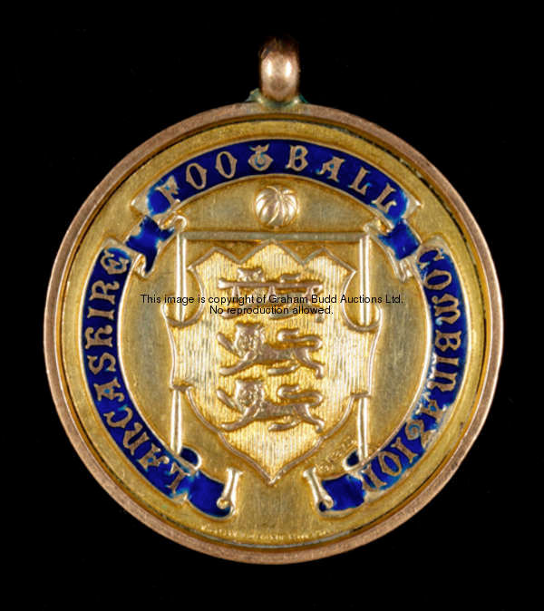 A 9ct. gold & enamel Lancashire Football Combination Division One Championship medal won by Rochdale...