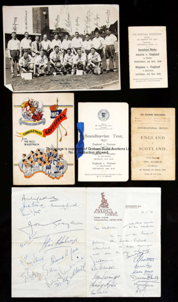 Tom Whittaker and his England coaching responsibilities, a fully-signed 7 by 9in. b&w photograph of ...