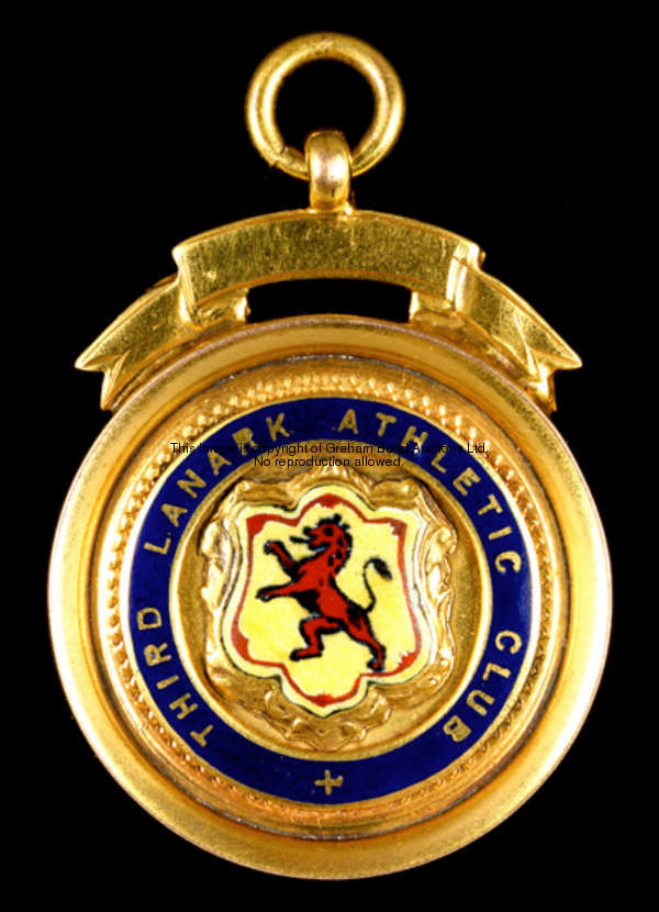 A 9ct. gold & enamel Scottish Football League Division Two Championship medal won by G. Hay of Third...