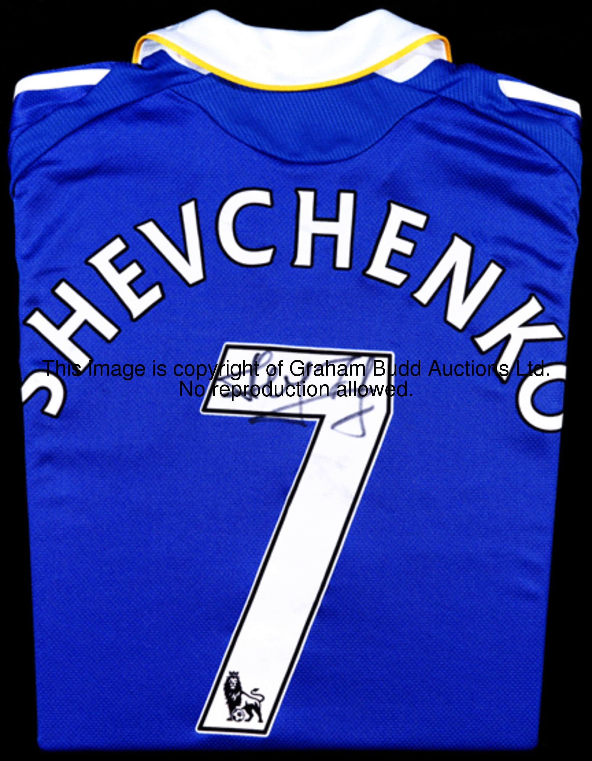 Andriy Shevchenko: a signed blue Chelsea No.7 jersey season 2008